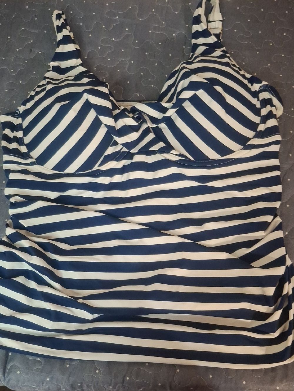 Liz Claiborne Navy and White Striped Tankini Top size 18W NWT